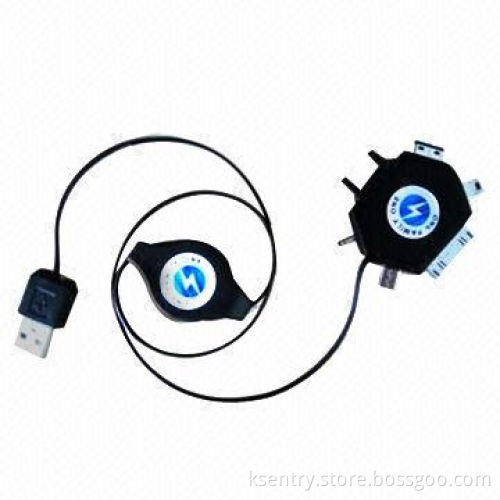 Replacement 6-in-1 USB Charging Retractable Cable for iPhone 4/4S/iPad 1/2/iPod/HTC/Samsung S3/S4
